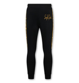 LF Amsterdam Heren Joggingspak - Half Zipper, Double Ribbon - Zwart / Geel