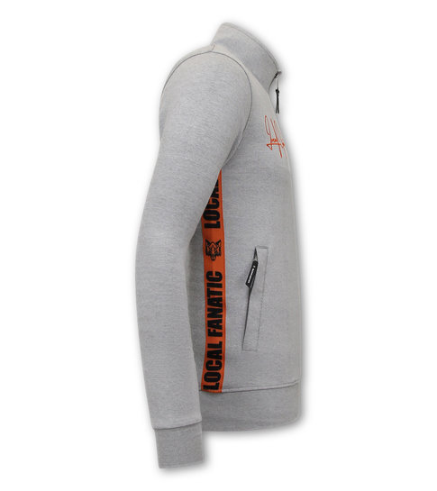 LF Amsterdam Heren Joggingspak - Half Zipper, Double Ribbon - Grijs / Oranje