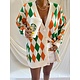 Patroon Oversize Dames Vest - 13075 - Beige /Orange