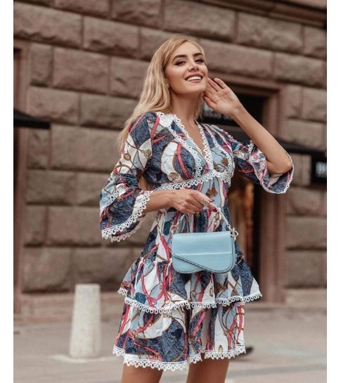 PARISIAN Royal Luxe Print Jurk - 2223 - Wit /Blauw
