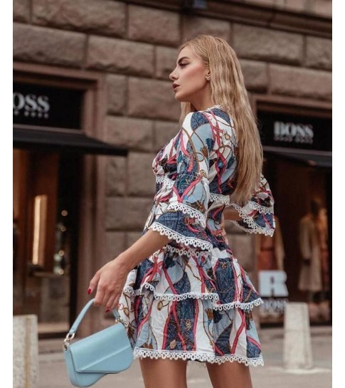 PARISIAN Royal Luxe Print Jurk - 2223 - Wit /Blauw
