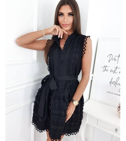PARISIAN  Blanco Mouwloze Jurk  - 2247 - Zwart