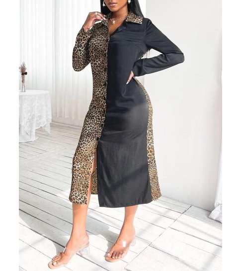 PARISIAN Royal Luxe Tiger Print Jurk - 2275 - Zwart
