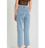 Robin-Collection Dames Jeans Ripped High Waist - D83616 - Blauw