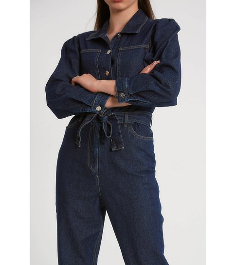 Robin-Collection Dames Denim  Jumpsuit - D85184 - Blauw