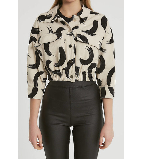 Robin-Collection Dames Korte Print Jas - D89778 - Beige