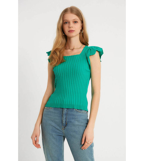 Robin-Collection Dames Elastische Ribstof Top - T93547 - Groen