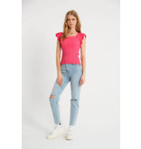 Robin-Collection Dames Elastische Ribstof Top - T93547 -Roze