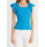 Robin-Collection Dames Elastische Ribstof Top - T93547 - Blauw