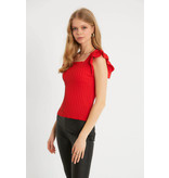 Robin-Collection Dames Elastische Ribstof Top - T93547 - Rood