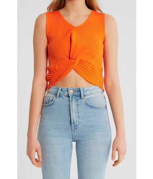 Robin-Collection Dames Elastische Ribstof Top - T93564 - Orange