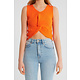 Dames Elastische Ribstof Top - T93564 - Orange