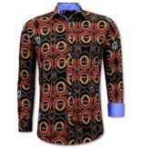 TONY BACKER Luxe Premium Overhemd met Print - Slim Fit -3103 - Zwart