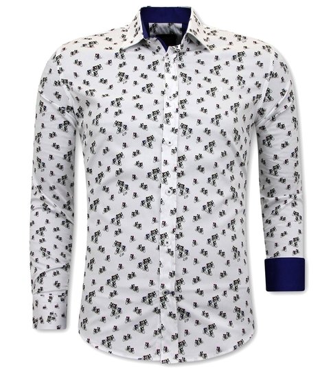 TONY BACKER Luxe Heren Overhemd met Fietsen- Slim Fit -3106 - Wit