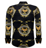 TONY BACKER Luxe Baroque Style Satijn Overhemd - Slim Fit -3102 - Zwart