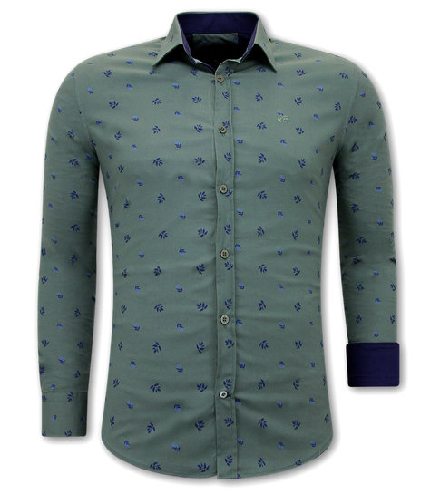 TONY BACKER Katoenen Overhemd Heren - Slim Fit - 3099 - Groen