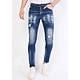 Heren Slim Fit Jeans met Verfspatten Stretch - 1057 - Blauw
