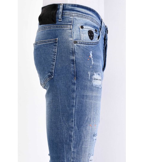 Local Fanatic Broek met Verfspatten Heren Slim Fit - 1063 - Blauw