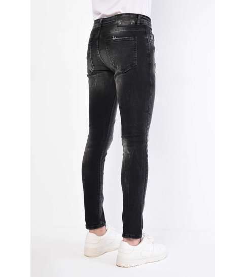 Local Fanatic Zwarte Jeans Heren Slim Fit met Scheuren - 1066 - Zwart