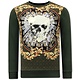 Heren Sweater met Print - Skull Strass - 3796 - Groen