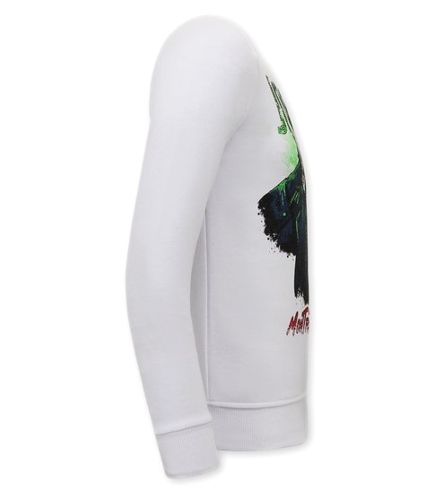 TONY BACKER Heren Sweater met Print - Joker - 3762 - Wit