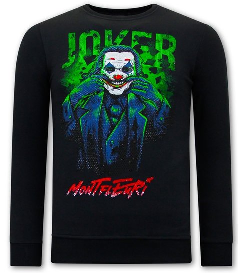 TONY BACKER Heren Sweater met Print - Joker - 3762 - Zwart