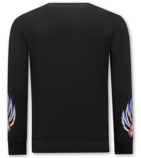 TONY BACKER Heren Sweater met Print - Tiger Couture - 3717 - Zwart