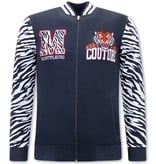 TONY BACKER Heren Vest met Print - Tiger Design - 3689 - Blauw