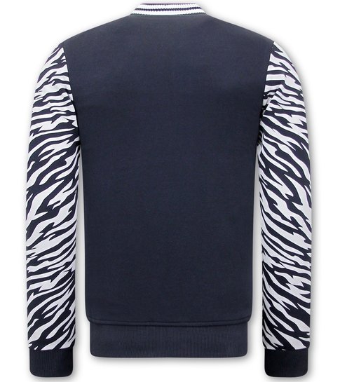 TONY BACKER Heren Vest met Print - Tiger Design - 3689 - Blauw