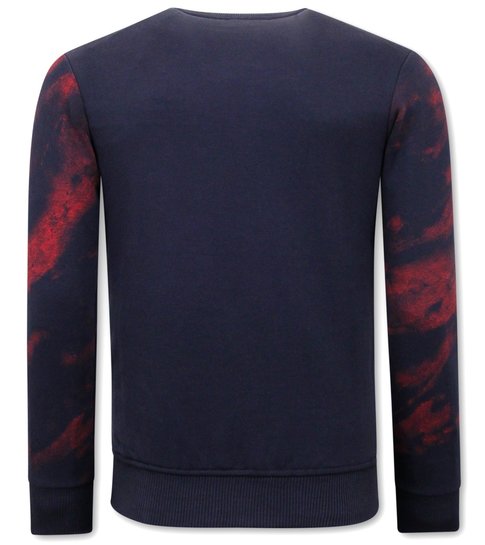 TONY BACKER Heren Sweater met Print - Skull Tiger - 3680 - Rood