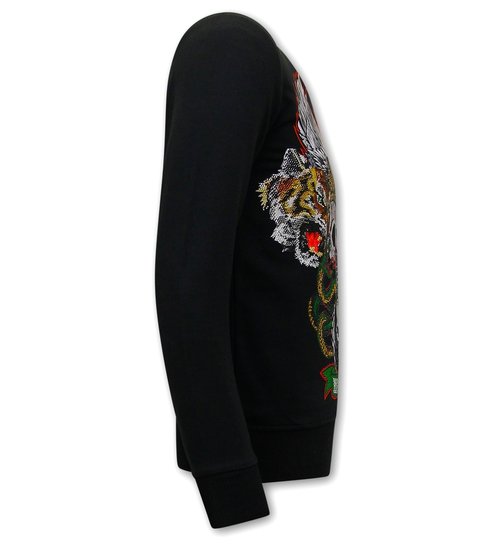 TONY BACKER Heren Sweater met Print - Skull Head - 3662 - Zwart