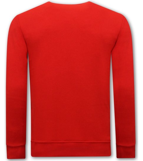 TONY BACKER Heren Sweater met Print  Teddy Bear - 3617 - Rood