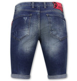 Local Fanatic Korte Broek met Verfspatten Heren Slim Fit -1036-SH- Blauw