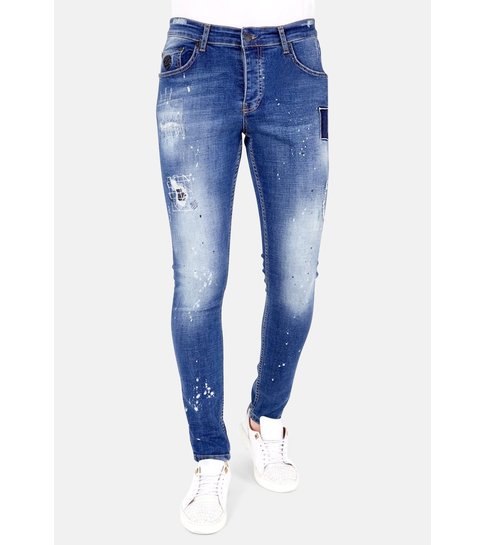 LF Exclusieve  Slim fit Jeans Verfspatten Heren  - 1035 - Blauw