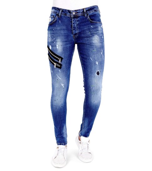 Local Fanatic Exclusive Jeans Heren Verfspatten - 1002 - Blauw