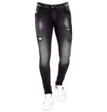 LF Exclusieve Zwarte Jeans met Verfspatten Heren - 1029- Zwart