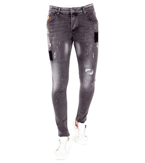 LF Exclusieve Grijze Jeans met Verfspatten Heren - 1034 - Grijs