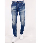 TRUE RISE Heren Slim Fit Spijkerbroek met Scheuren - SLM-33 - Blauw