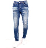 TRUE RISE Heren Slim Fit Spijkerbroek met Scheuren - SLM-33 - Blauw