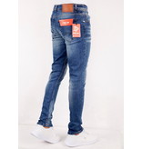 TRUE RISE Heren Slim Fit Spijkerbroek met Scheuren - SLM-33 - Blauw