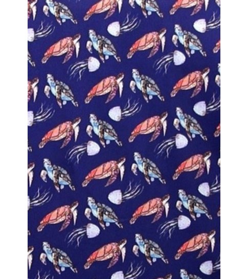 TONY BACKER Satijnen Blouse Heren -  Schildpadprint - 3091 - Blauw / Oranje