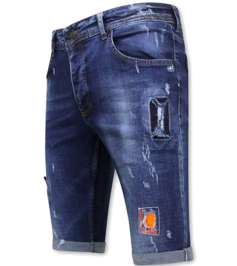 Local Fanatic Exclusieve Korte Broek Heren met Verfspatten - 1016 - Blauw