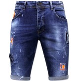 Local Fanatic Exclusieve Korte Broek Heren met Verfspatten - 1016 - Blauw