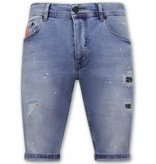 Local Fanatic Heren Denim Korte Jeans Slim fit  - 1048 - Blauw