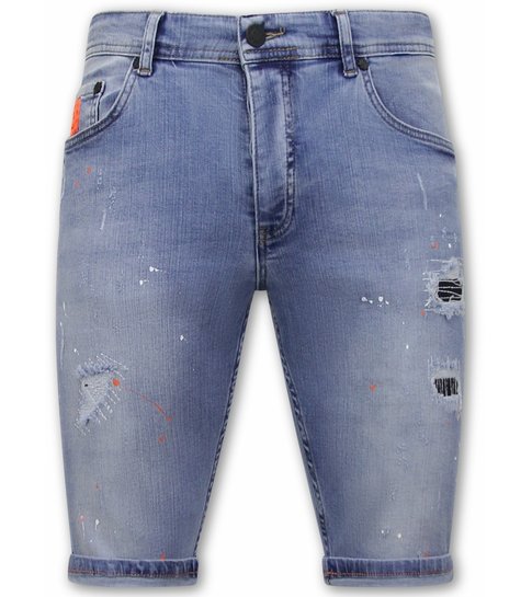 Local Fanatic Heren Denim Korte Jeans Slim fit  - 1048 - Blauw