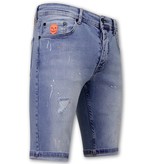 Local Fanatic Heren Denim Korte Jeans Slim fit  - 1048 - Blauw