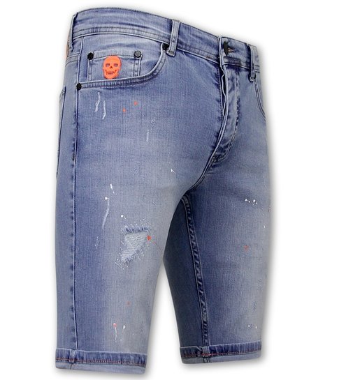 Local Fanatic Heren Denim Korte Jeans Slim fit  - 1048 - Blauw