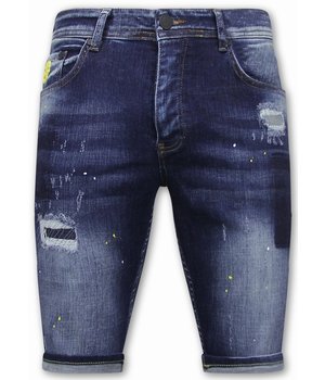 Local Fanatic Korte Heren Broek met Verfspatten - 1051 - Blauw