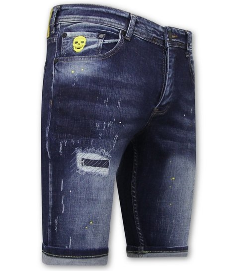 Local Fanatic Korte Heren Broek met Verfspatten - 1051 - Blauw