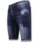 Local Fanatic Korte Heren Broek met Verfspatten - 1051 - Blauw